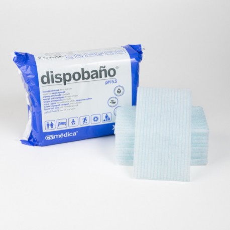 KIT HIGIENE DESECHABLE compuesto por 480 esponjas jabonosas de fibra. 100  gr. 12×20 cm + 60 empapadores protector de cama desechable color azul